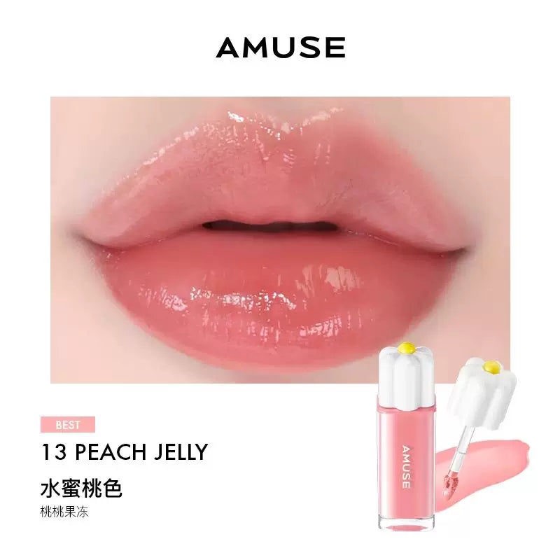 韩国新品AMUSE张元英同款纯素花瓣露水唇釉持久水光高保湿高颜值