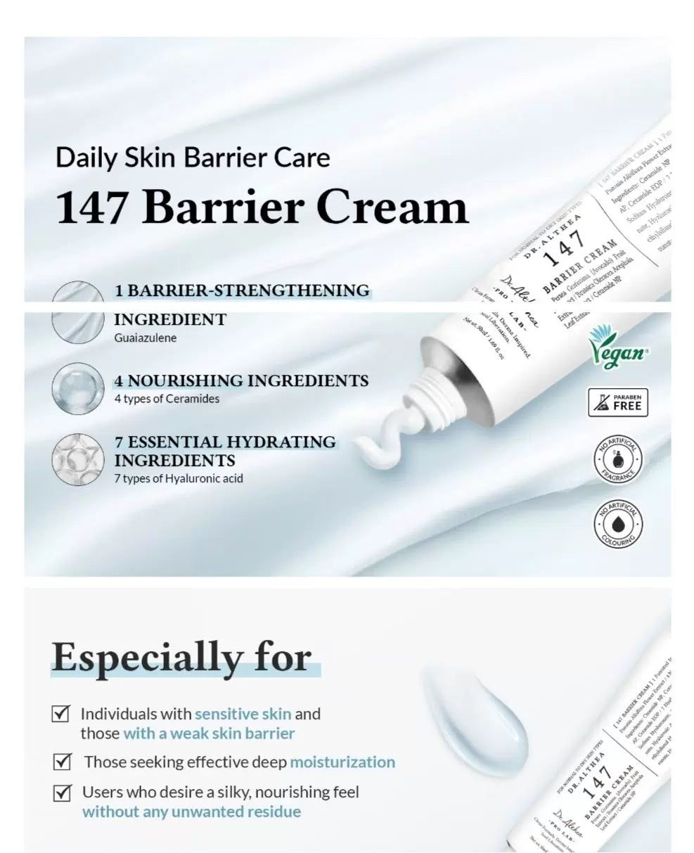 韩国Dr.Althea 147屏障修护强效舒缓面霜保湿抗敏急救50ml正品