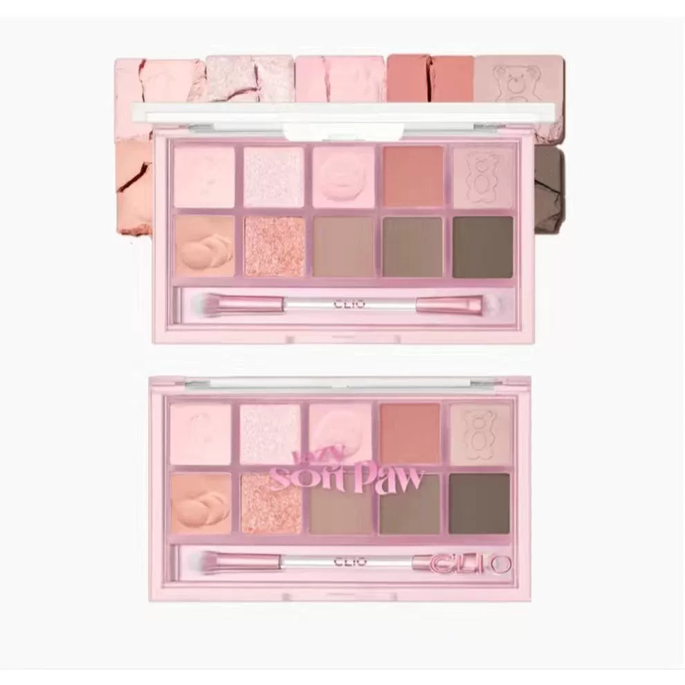 韩国Clio珂莱欧猫爪十色眼影珠光哑光持久不飞粉可爱送猫咪贴正品
