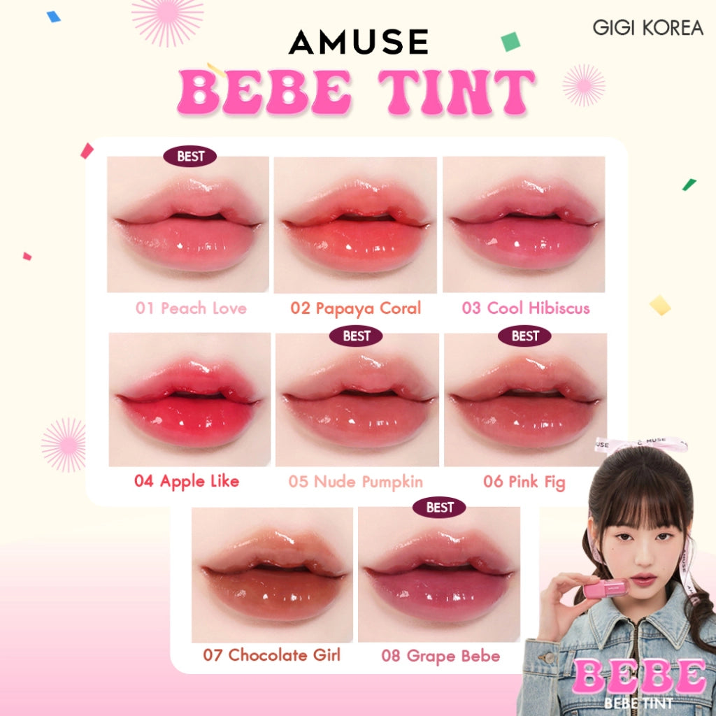 In stock|Amuse Bebe Tint Rich Watery Baby Lip Glaze