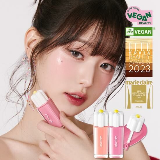 现货|AMUSE X 張員瑛 Dew Tint 長效水光高保濕純素花瓣露水唇釉