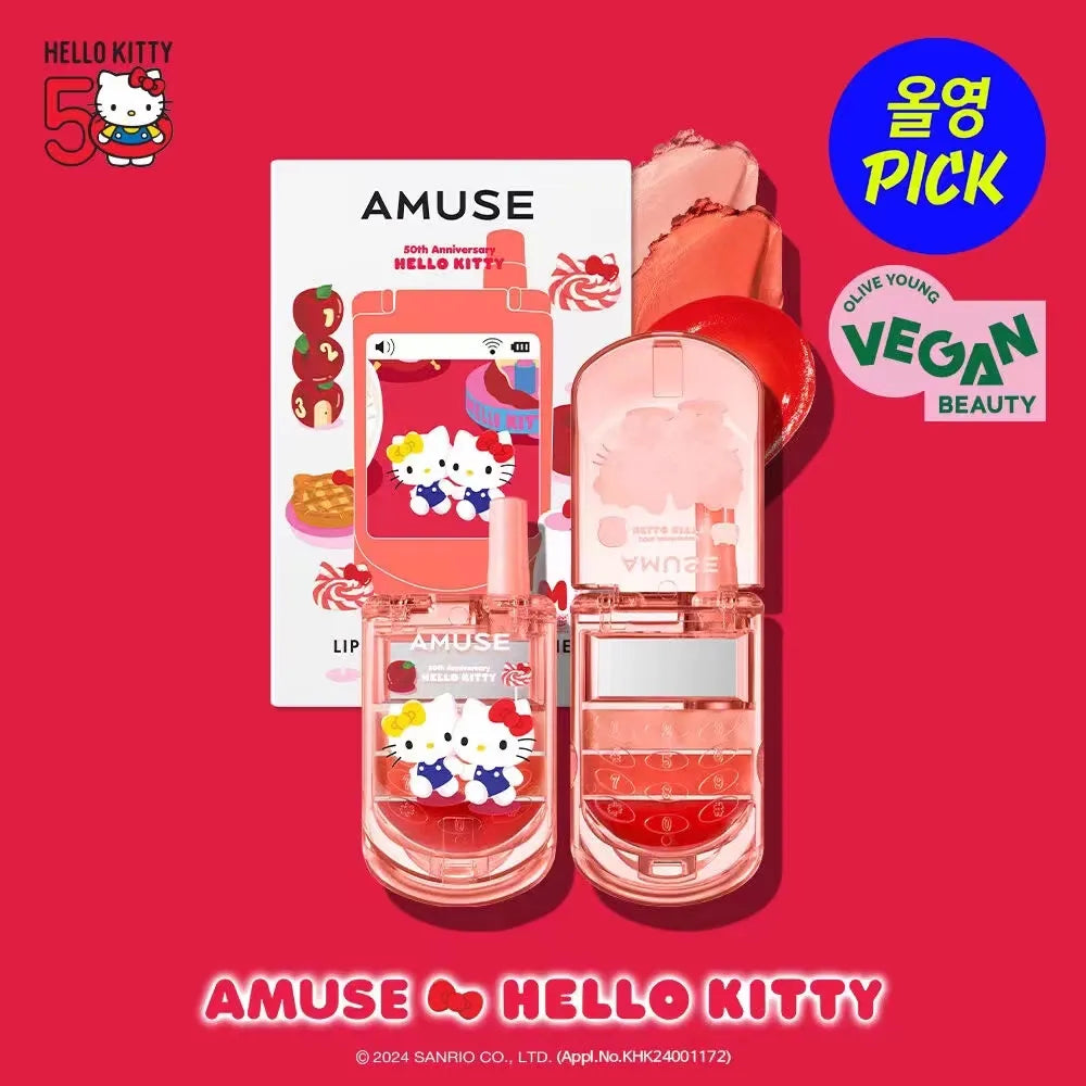 现货|Amuse x Hello Kitty Lip & Cheek Palette Phone 唇頰兩用彩妆可愛手机盤