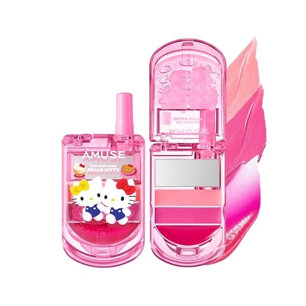 现货|Amuse x Hello Kitty Lip & Cheek Palette Phone 唇頰兩用彩妆可愛手机盤