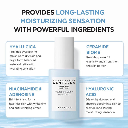 現貨|SKIN1004 Madagascar Centella Hyalu-Cica Blue Serum 積雪草玻尿酸保濕精華 50ml