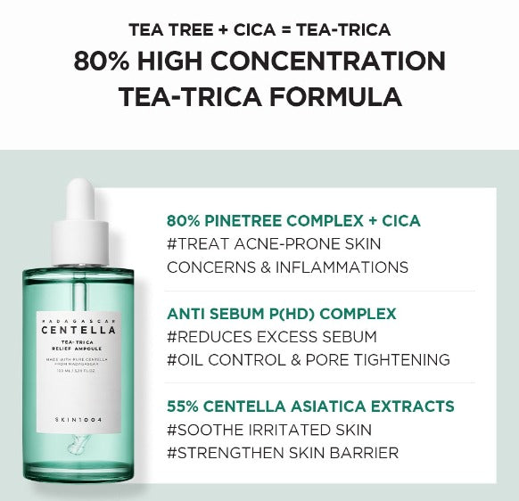 現貨|SKIN1004 馬達加斯加積雪草茶樹控油調理精華 Tea-Trica Relief Ampoule 100ml