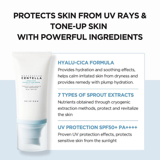 現貨|SKIN1004 積雪草玻尿酸水感防曬精華 SPF50 PA++++ Madagascar Centella Hyalu-Cica Water-Fit Sun Serum 50ml