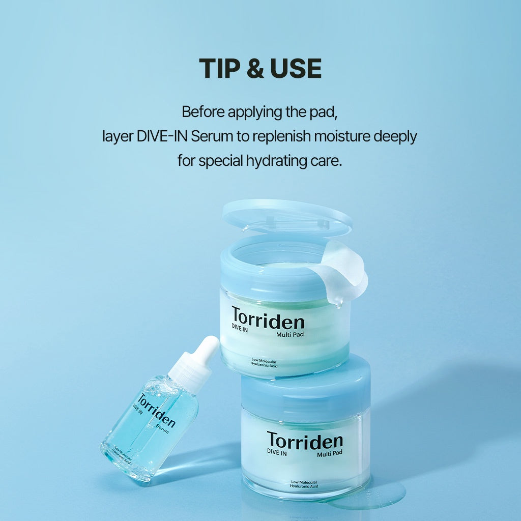 In stock | Torriden DIVE-IN Low Molecule Hyaluronic acid Multi Pad 80pcs