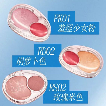 韩国Fwee Mellow Dual双色固体腮红胭脂持久保湿提亮肤色可爱正品