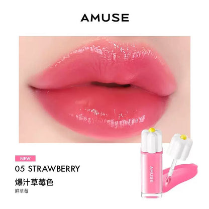 韩国新品AMUSE张元英同款纯素花瓣露水唇釉持久水光高保湿高颜值