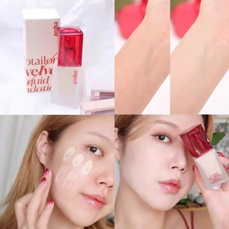 韩国Espoir艾丝珀丝绒哑光粉底液控油持久不脱妆遮瑕提亮防晒正品