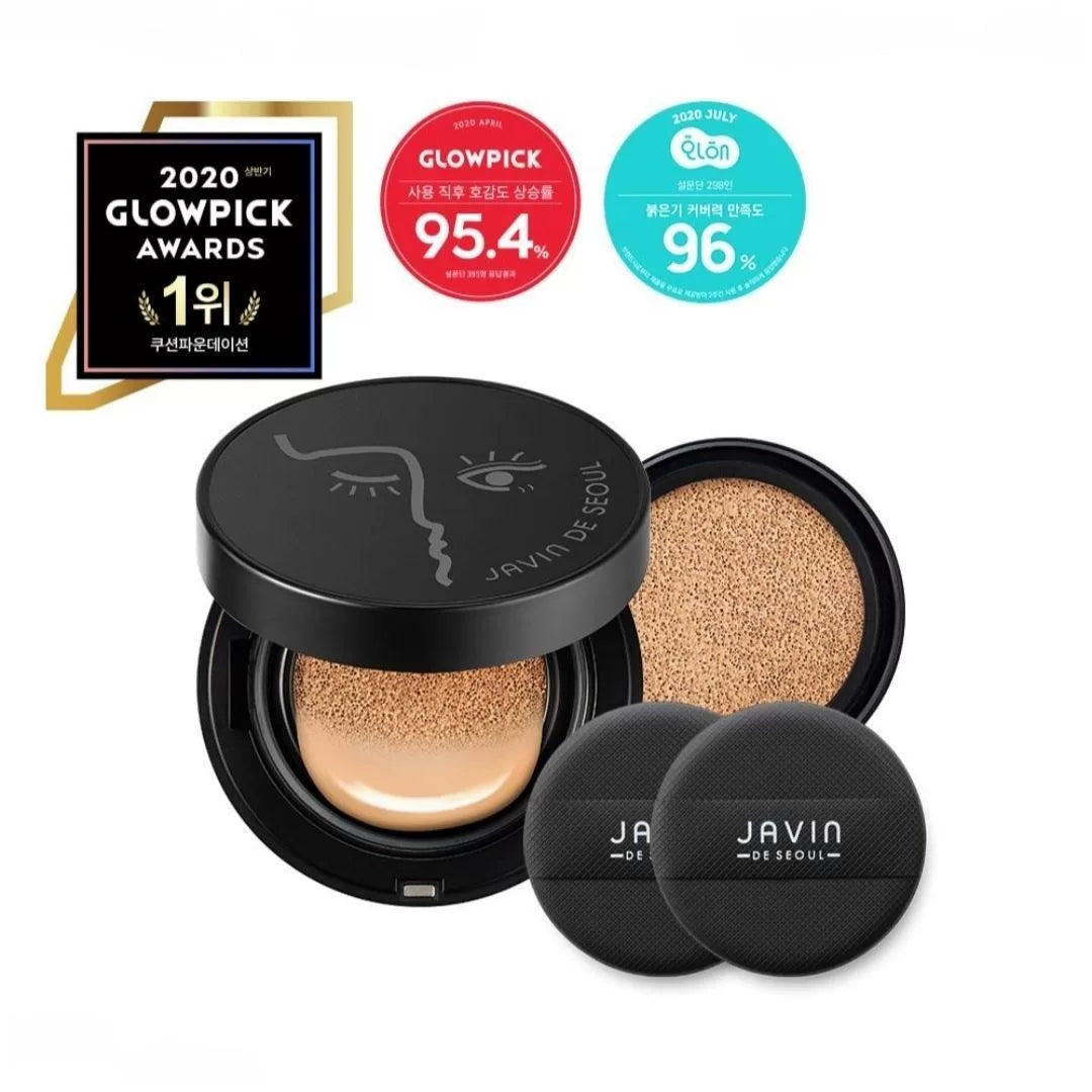 韩国Javin de seoul眨眼睛黑色气垫哑光雾面持久遮瑕提亮防晒正品