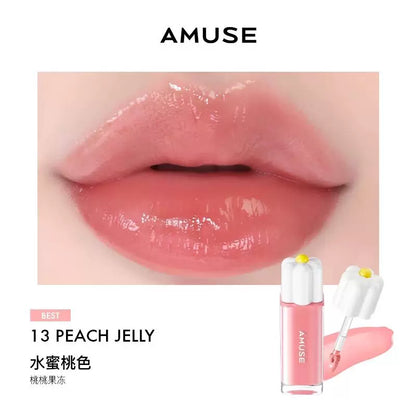 韩国新品AMUSE张元英同款纯素花瓣露水唇釉持久水光高保湿高颜值