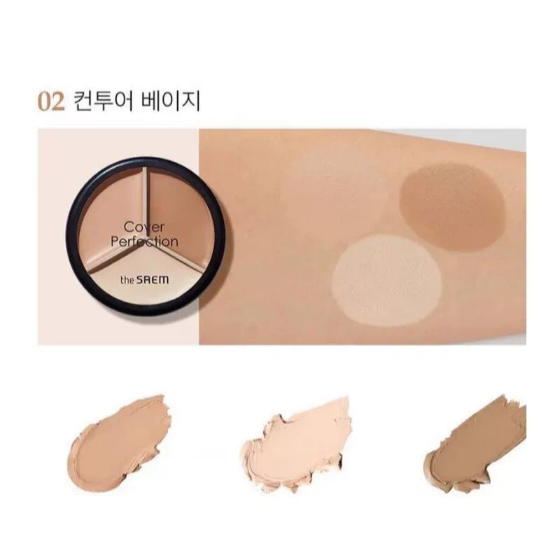 韩国The Saem得鲜三色遮瑕盘侧影粉修容修饰斑点黑眼圈提亮正品