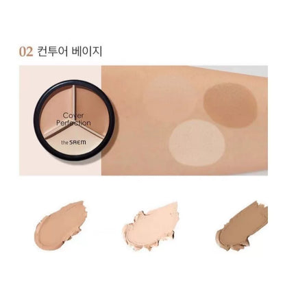 韩国The Saem得鲜三色遮瑕盘侧影粉修容修饰斑点黑眼圈提亮正品