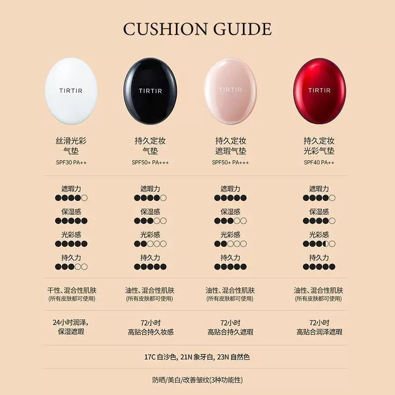 韩国Tirtir红色光采定妆气垫持久遮瑕提亮防晒不脱妆敏感肌正品