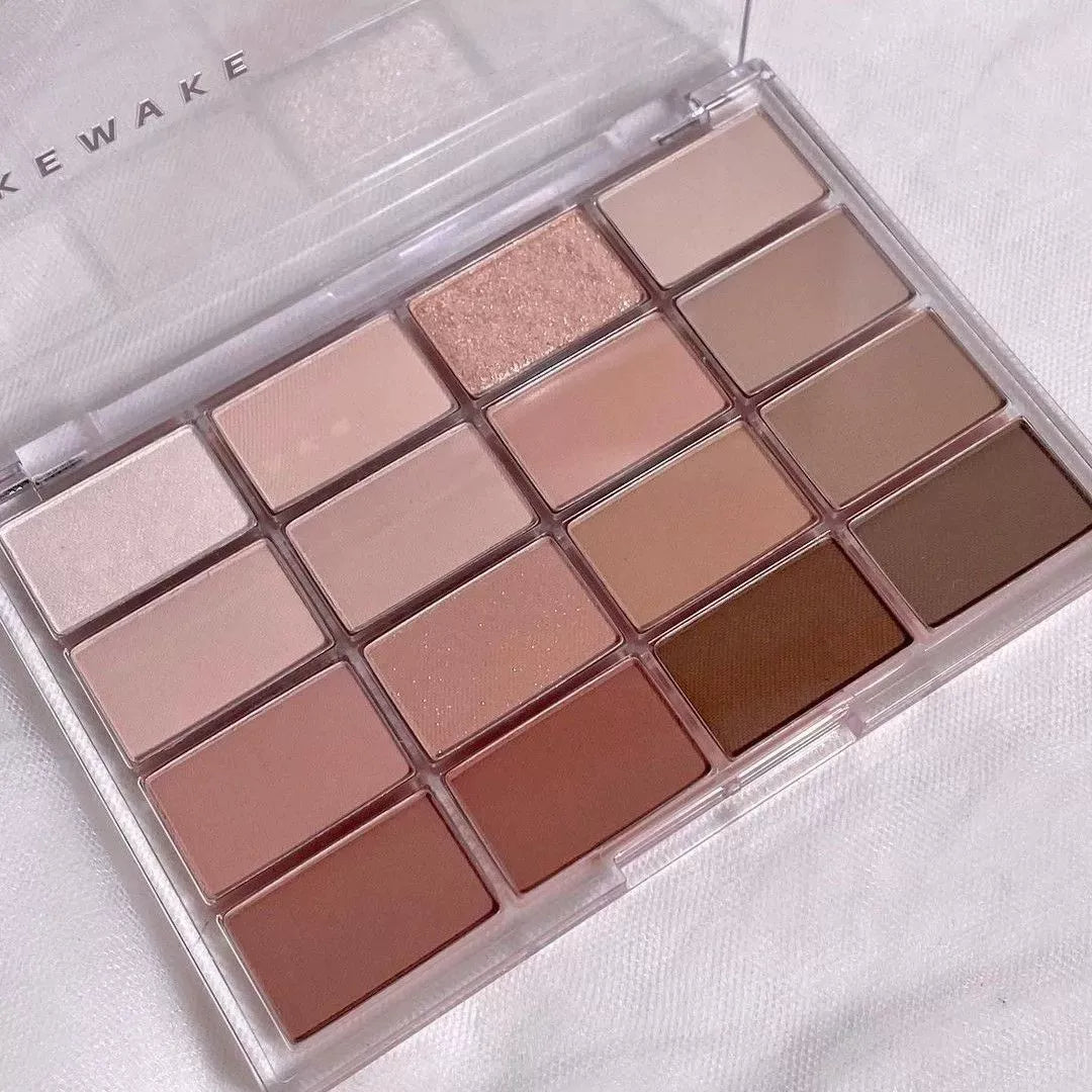 韩国Wakemake唯可魅16色格子眼影盘珠光哑光持久大地消肿显色正品