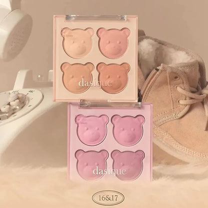 韩国Dasique代曦可小熊系列四色腮红盘土豆泥奶杏盘唇颊两用正品