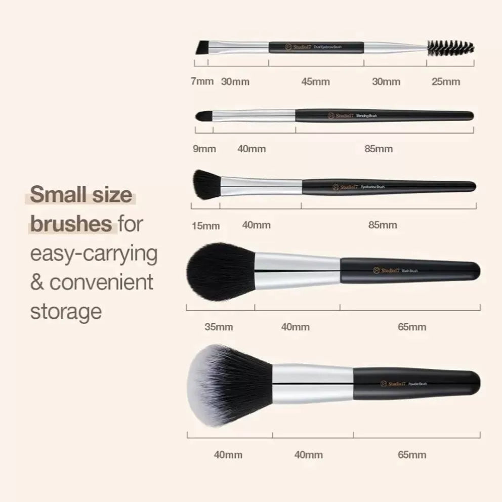 現貨｜Studio 17 Portable Makeup Brush Set 五枝化妝刷套裝連小袋子