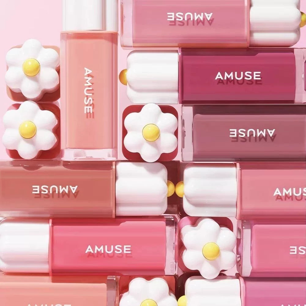 韩国新品AMUSE张元英同款纯素花瓣露水唇釉持久水光高保湿高颜值