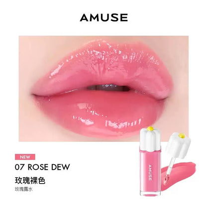 韩国新品AMUSE张元英同款纯素花瓣露水唇釉持久水光高保湿高颜值