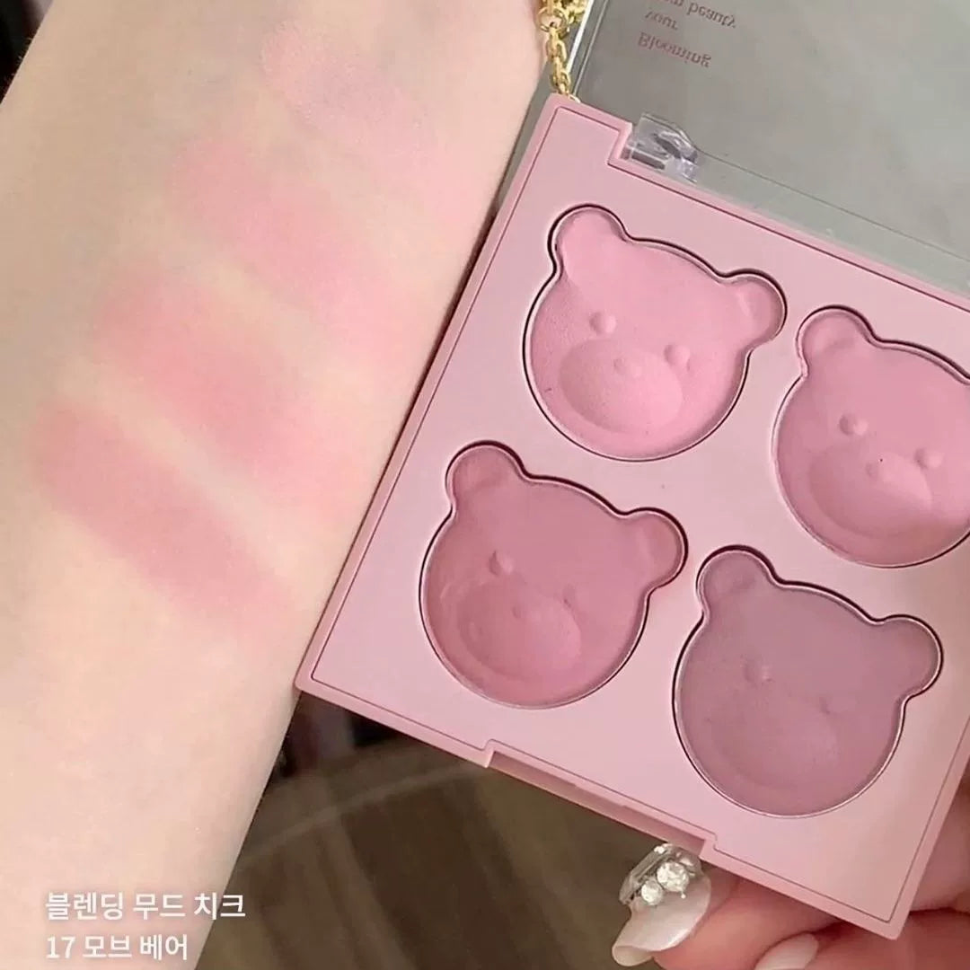 韩国Dasique代曦可小熊系列四色腮红盘土豆泥奶杏盘唇颊两用正品