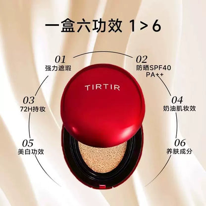 韩国Tirtir红色光采定妆气垫持久遮瑕提亮防晒不脱妆敏感肌正品
