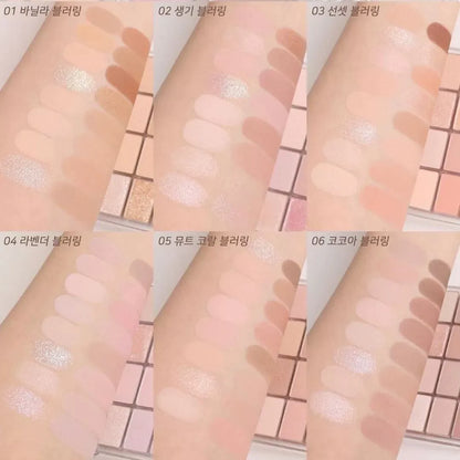 韩国Wakemake唯可魅16色格子眼影盘珠光哑光持久大地消肿显色正品