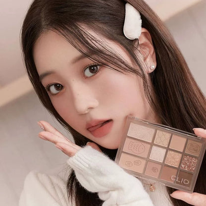 韩国Clio珂莱欧鲷鱼烧12色眼影盘哑光珠光持久防汗不晕染大地正品