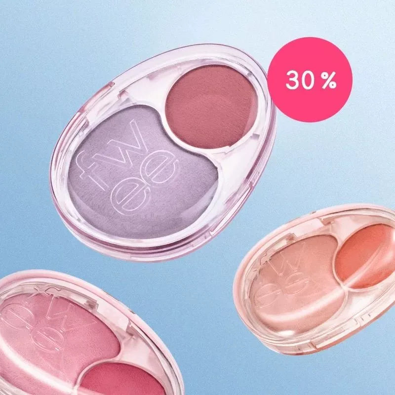 韩国Fwee Mellow Dual双色固体腮红胭脂持久保湿提亮肤色可爱正品