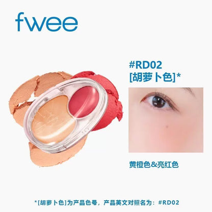 韩国Fwee Mellow Dual双色固体腮红胭脂持久保湿提亮肤色可爱正品