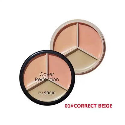 韩国The Saem得鲜三色遮瑕盘侧影粉修容修饰斑点黑眼圈提亮正品