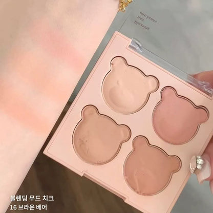 韩国Dasique代曦可小熊系列四色腮红盘土豆泥奶杏盘唇颊两用正品