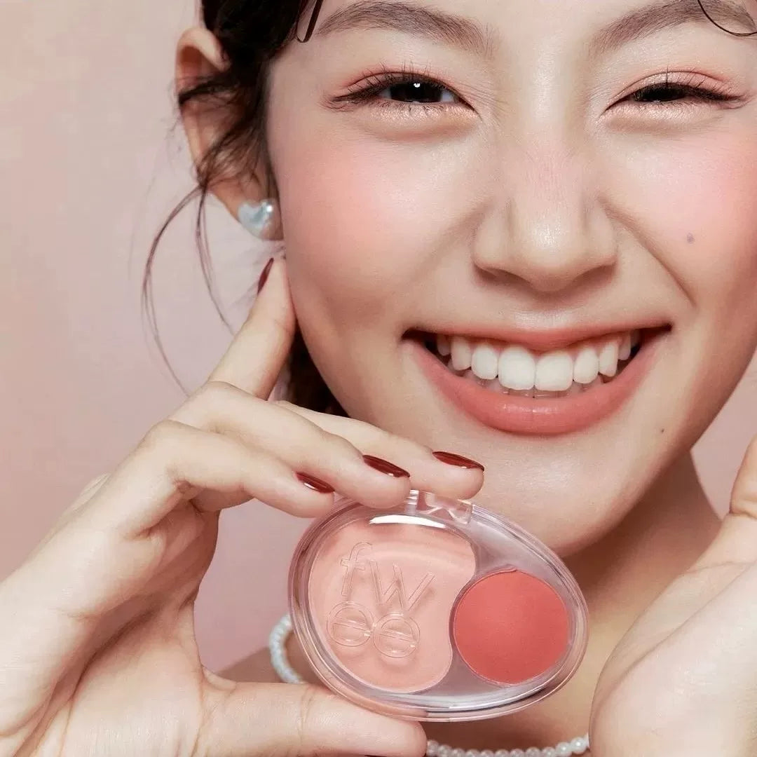 韩国Fwee Mellow Dual双色固体腮红胭脂持久保湿提亮肤色可爱正品
