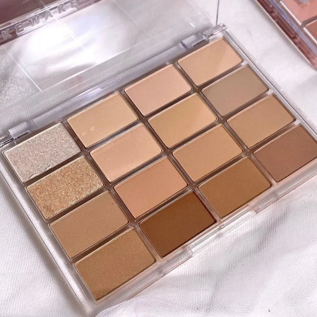 韩国Wakemake唯可魅16色格子眼影盘珠光哑光持久大地消肿显色正品