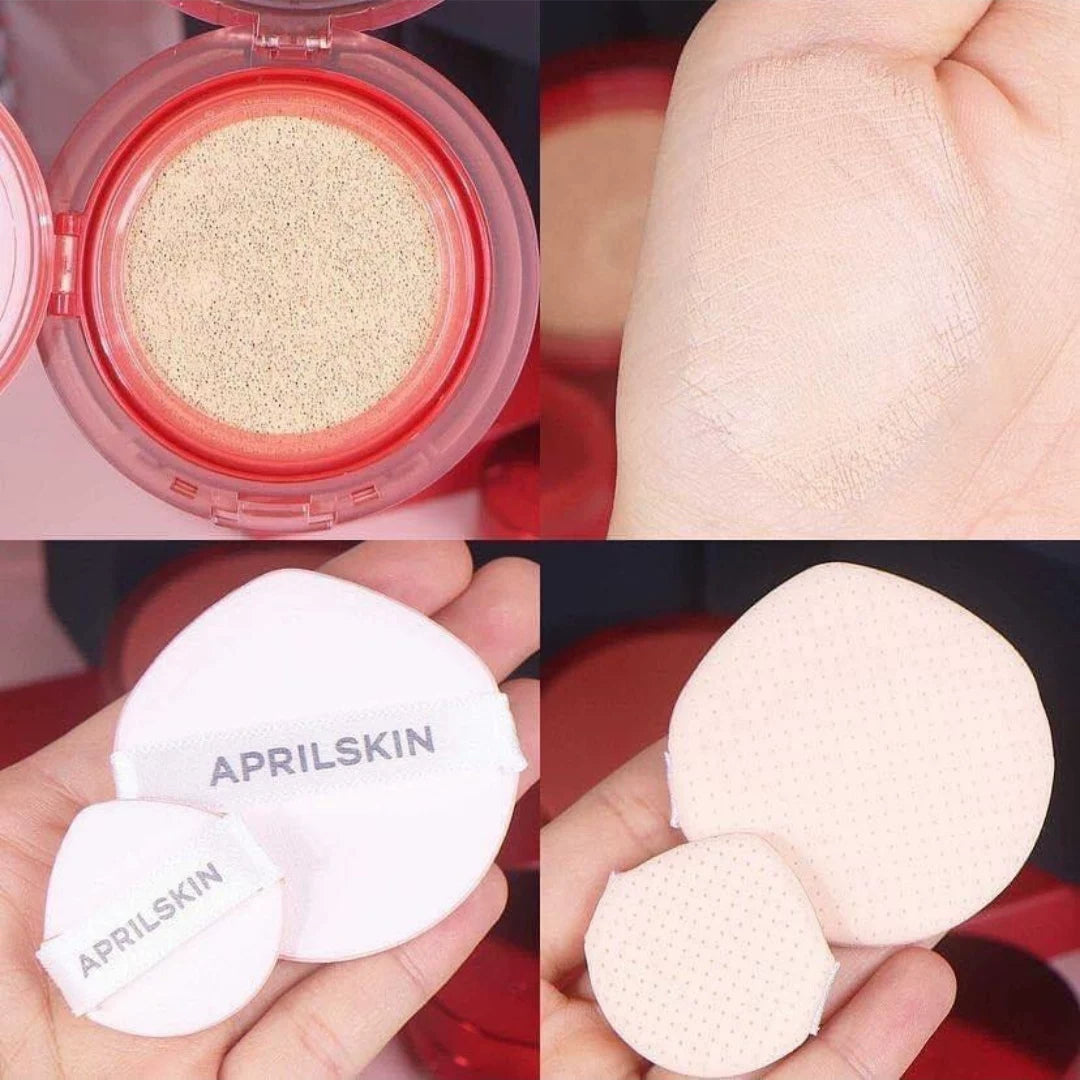 韩国Aprilskin轻盈无暇持妆气垫轻薄雾面不卡粉持久提亮防晒正品