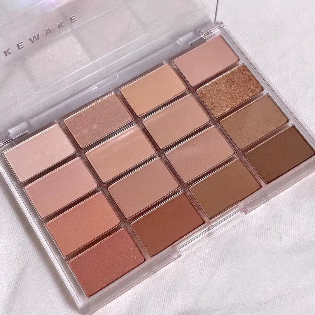 韩国Wakemake唯可魅16色格子眼影盘珠光哑光持久大地消肿显色正品