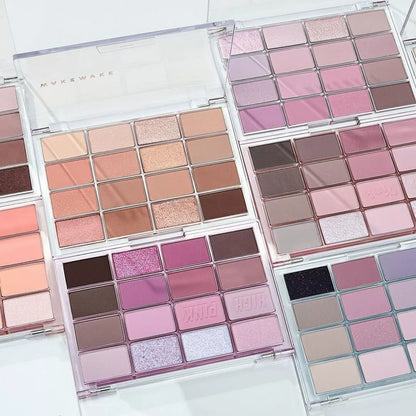 韩国Wakemake唯可魅16色格子眼影盘珠光哑光持久大地消肿显色正品