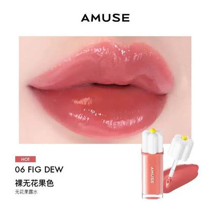 韩国新品AMUSE张元英同款纯素花瓣露水唇釉持久水光高保湿高颜值