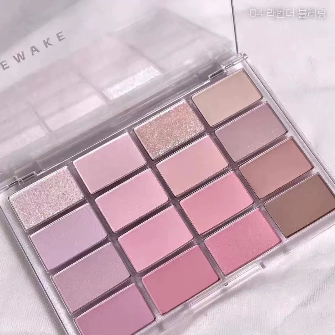 韩国Wakemake唯可魅16色格子眼影盘珠光哑光持久大地消肿显色正品