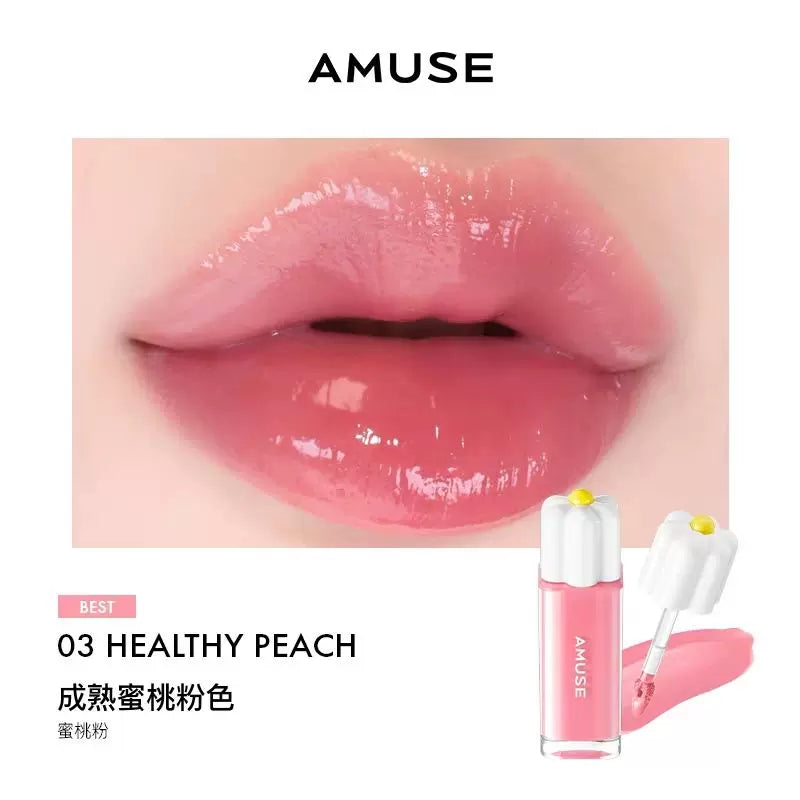 韩国新品AMUSE张元英同款纯素花瓣露水唇釉持久水光高保湿高颜值