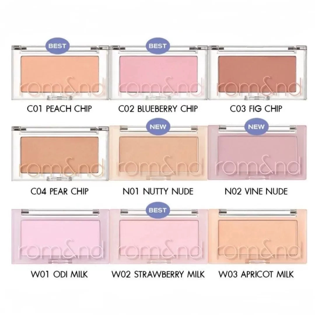 韩国新款Romand柔焦单色腮红蜜桃持久隐形毛孔提升气色百搭正品