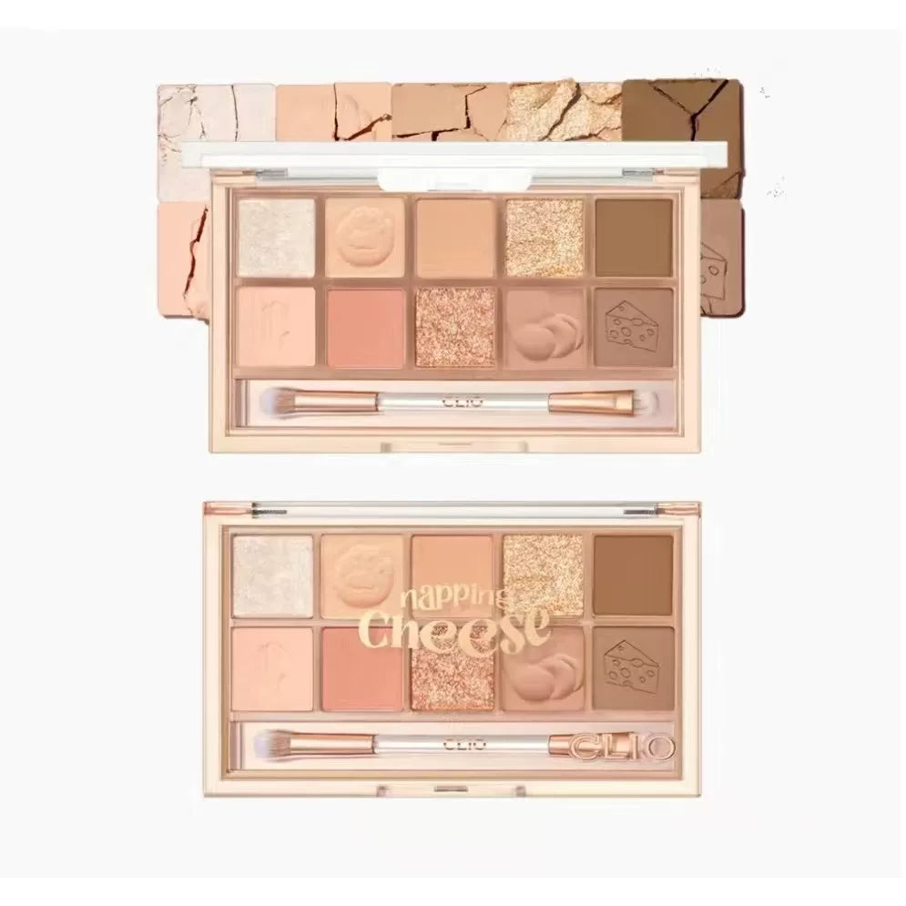 韩国Clio珂莱欧猫爪十色眼影珠光哑光持久不飞粉可爱送猫咪贴正品