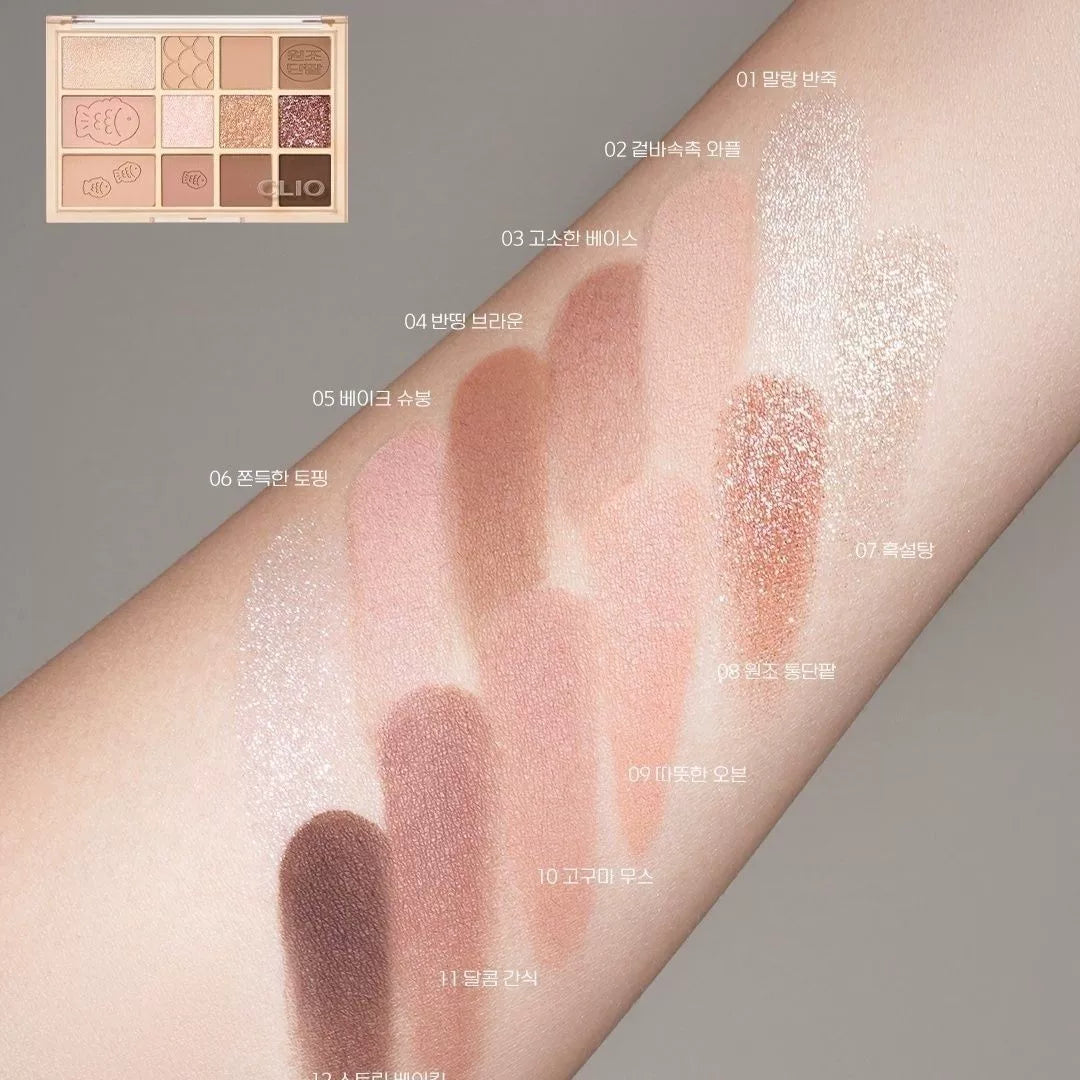 韩国Clio珂莱欧鲷鱼烧12色眼影盘哑光珠光持久防汗不晕染大地正品