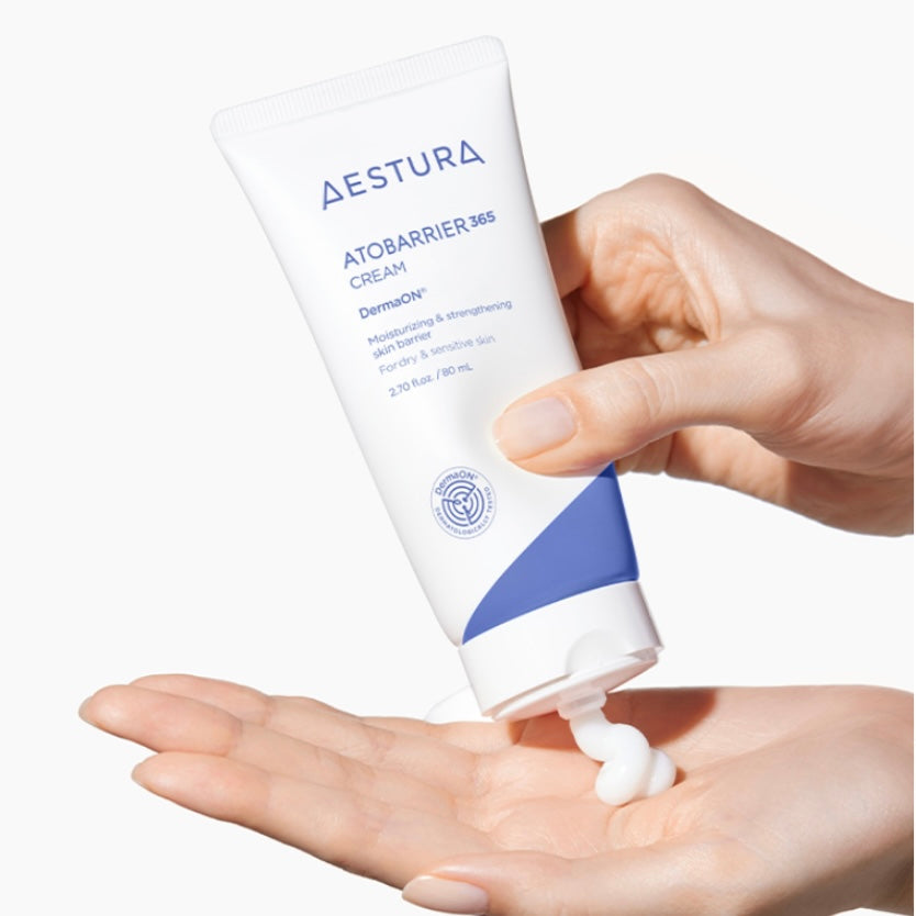 In stock｜Aestura Atobarrier 365 Cream Ceramide Moisturizing Soothing Cream 80ml (Free Hydro Essence 25ml + HYDRO CERA-HA Moisturizing Ampoule 7ml)