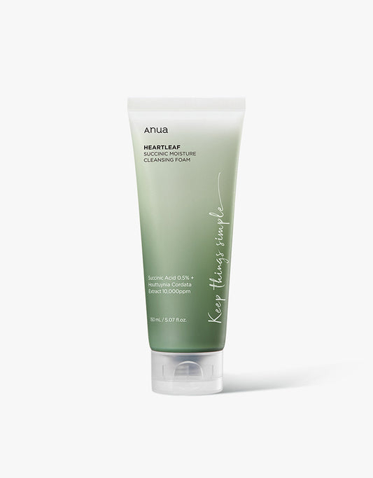 In stock｜ANUA Heartleaf Succinic Moisture Cleansing Foam Houttuynia cordata succinic acid moisturizing exfoliating weak acid cleansing gel – 150ml 