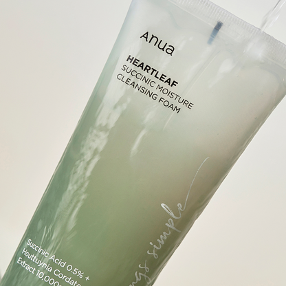 In stock｜ANUA Heartleaf Succinic Moisture Cleansing Foam Houttuynia cordata succinic acid moisturizing exfoliating weak acid cleansing gel – 150ml 