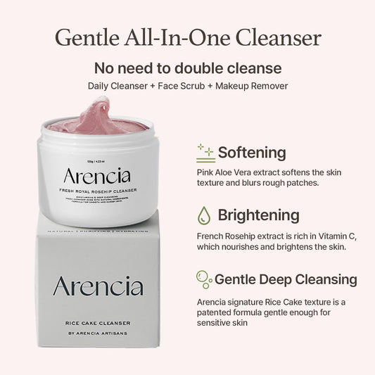 In stock｜Arencia Fresh Royal Rosehip Cleanser 120g Fresh Rosehip Whitening Moisturizing Makeup Remover Cleanser 120g